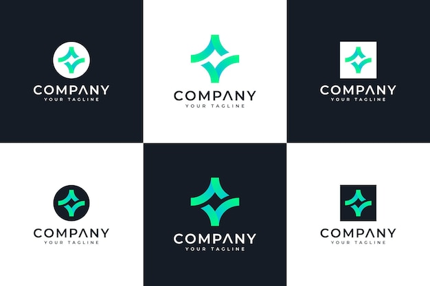 Conjunto de diseño creativo del logotipo de la marca de verificación de chispa para todos los usos