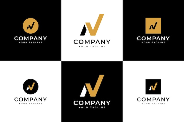 Vector conjunto de diseño creativo del logotipo de la marca de verificación de la letra n para todos los usos