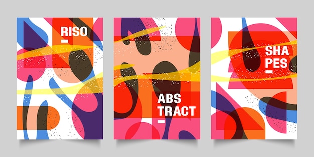 Vector conjunto de diseño de cubierta de formas abstractas coloridas