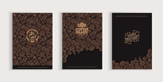 Conjunto de diseño de la cubierta de granos de café