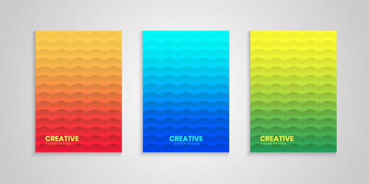 Vector conjunto de diseño de cubierta mínima con fondo degradado