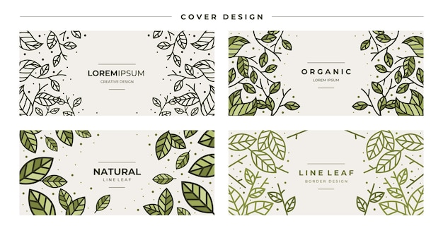 Conjunto de diseño de cubierta de plantas naturales de línea de lujo