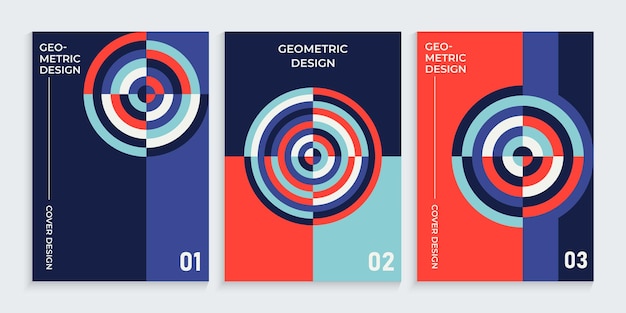 Conjunto de diseño de cubiertas de círculos estéticos geométricos de Bauhaus