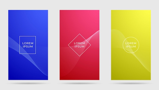 Conjunto de diseño de cubiertas de colores mínimos. Geniales degradados de medios tonos
