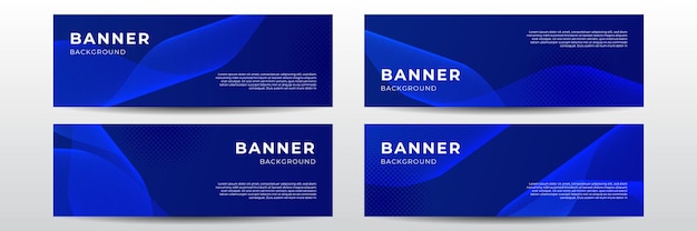 Conjunto de diseño de diseño de banner ancho azul geométrico abstracto. Fondo de presentación azul para negocios, corporativos, diseño de juegos y más