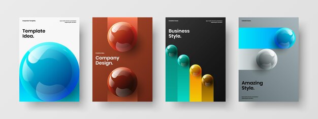 Conjunto de diseño de diseño de vector de postal brillante