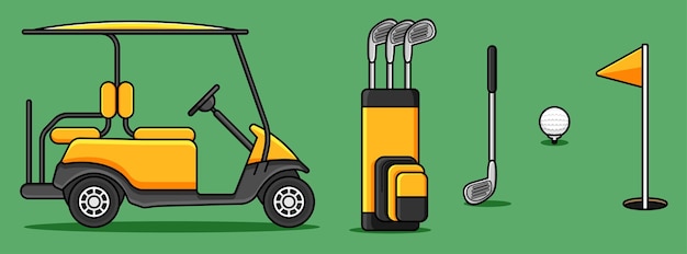 Vector conjunto de diseño de equipos de golf.