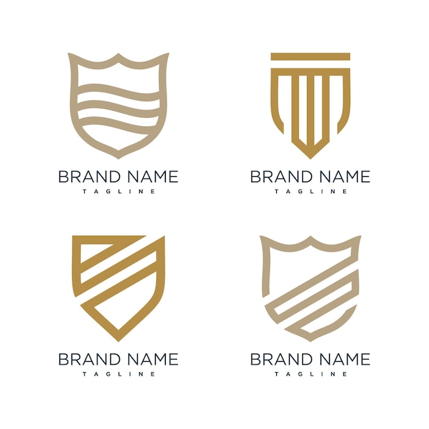 Conjunto de diseño de escudo con concepto de idea de elemento moderno creativo e icono