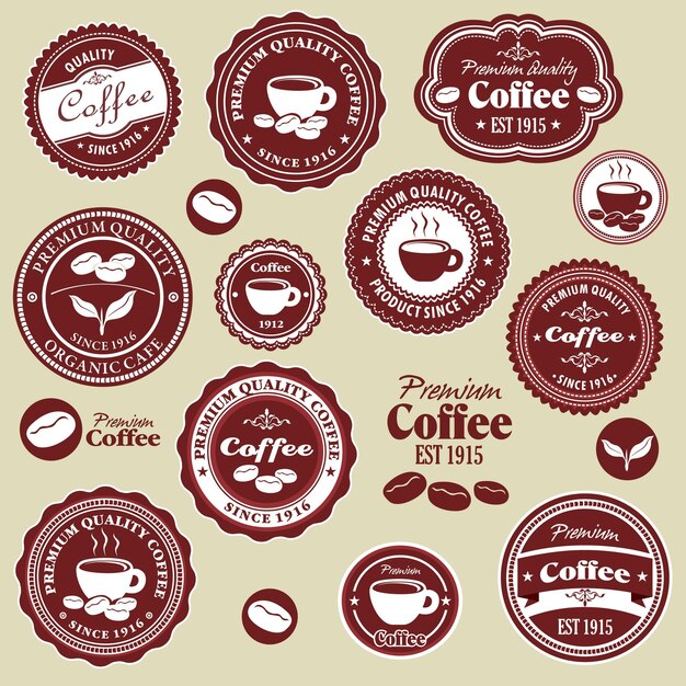 Conjunto de diseño de etiqueta de café vintage
