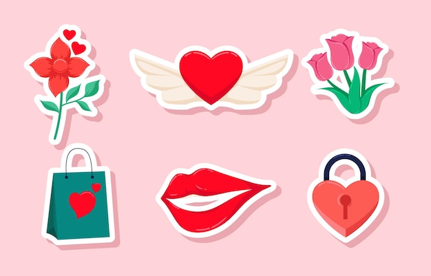 Conjunto de diseño de etiqueta de San Valentín