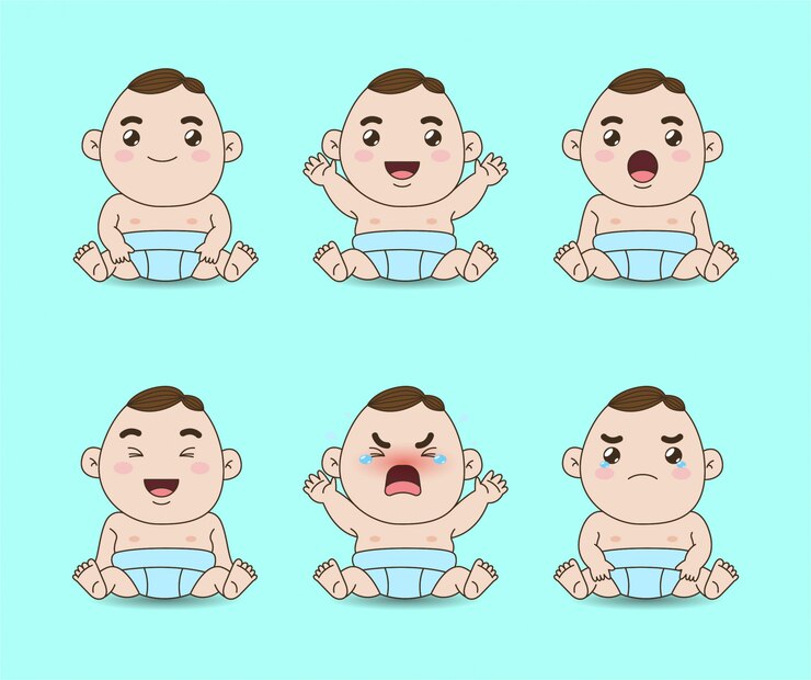 Vector conjunto de diseño de expresión lindo bebé