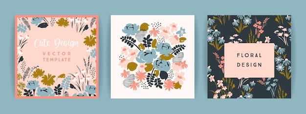 Conjunto de diseño floral vectorial. plantilla para tarjetas, carteles, folletos, decoración del hogar y otros usos.