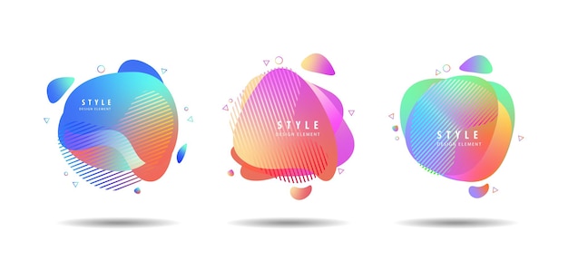 Conjunto de diseño fluido de formas abstractas coloridas líquidas