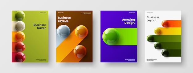 Conjunto de diseño de folleto corporativo de bolas 3D premium