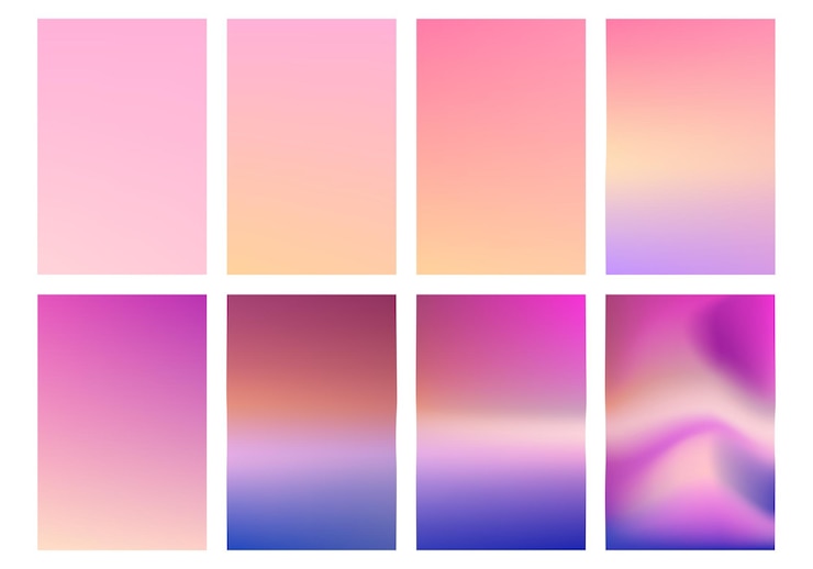 Vector conjunto de diseño de fondo de color vectorial de gradiente de color borroso suave rosa violeta magenta abstracto
