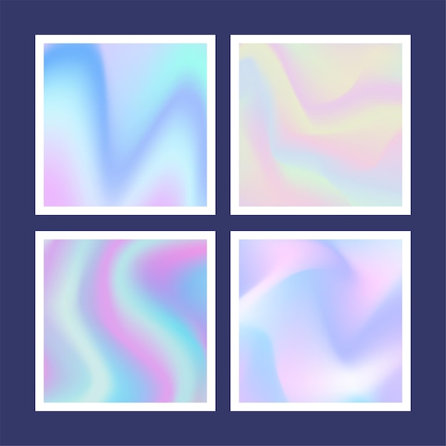 Conjunto de diseño de fondo degradado holográfico