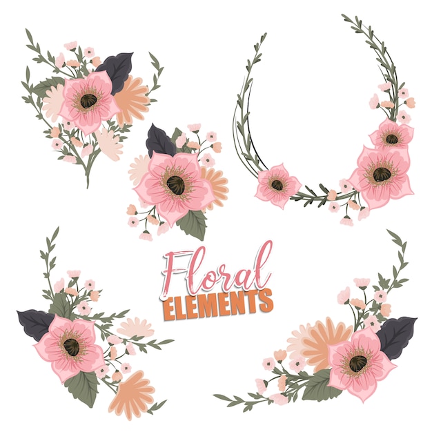 Conjunto de diseño de fondo floral