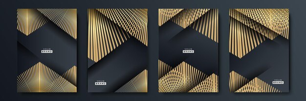 Conjunto de diseño de fondo de lujo dorado y negro