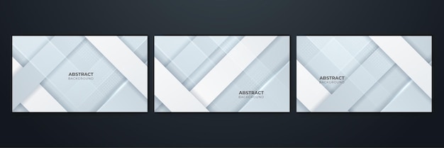 Conjunto de diseño de fondo moderno abstracto blanco Forma geométrica blanca abstracta con fondo de banner de concepto de tecnología futurista