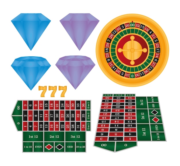 Conjunto de diseño gráfico del ejemplo del vector de la colección de los elementos del casino