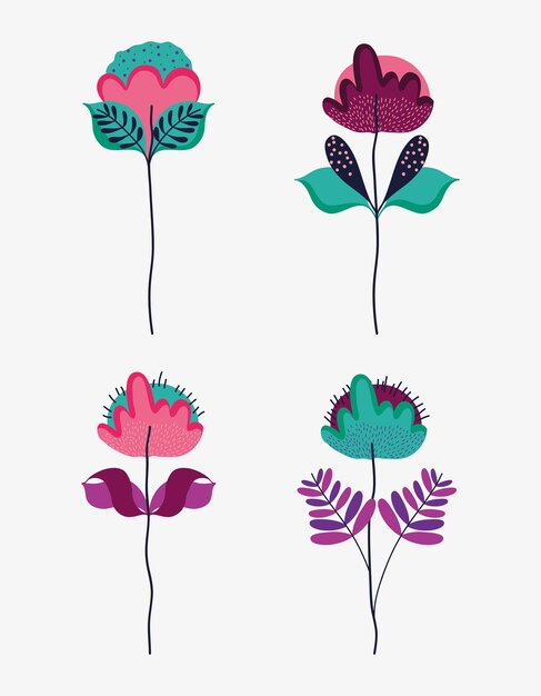 Conjunto de diseño gráfico del ejemplo del vector de la colección de las flores