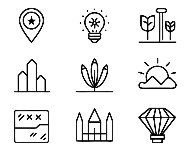 conjunto de diseño gráfico icono ilustración línea de arte digital creativa fondo abstracto