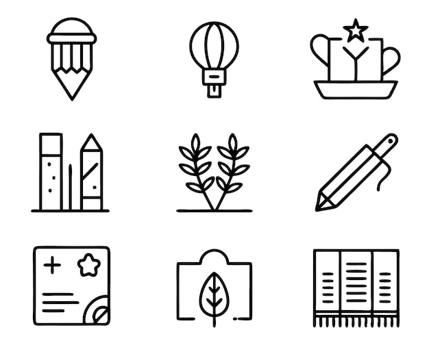 conjunto de diseño gráfico icono ilustración línea de arte digital creativa fondo abstracto