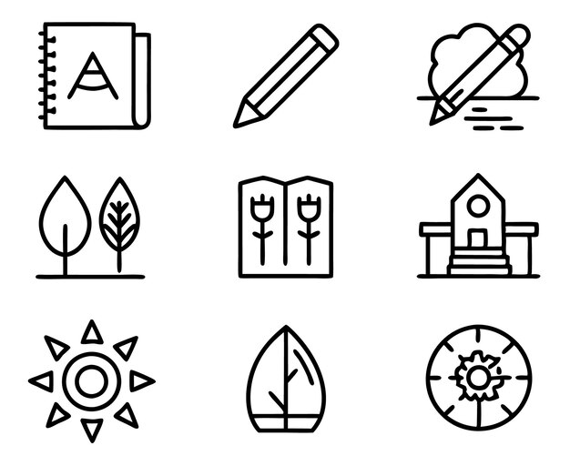 conjunto de diseño gráfico icono ilustración línea de arte digital creativa fondo abstracto
