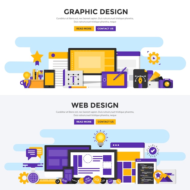 Conjunto de diseño gráfico y web