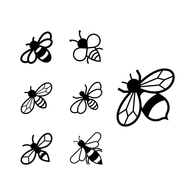 Conjunto de diseño de icono de abeja plantilla de paquete aislado
