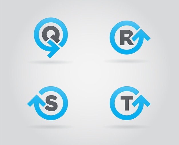 Conjunto de diseño de icono de logotipo de flecha de círculo con elemento de plantilla de carta en Vector