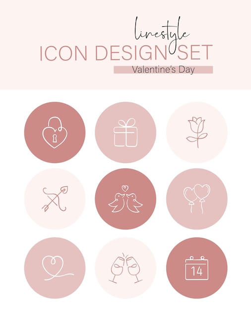 Conjunto de diseño de iconos de estilo de línea San Valentín