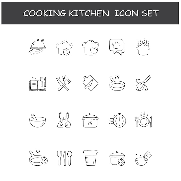 Conjunto de diseño de iconos de ilustración vectorial de cocina