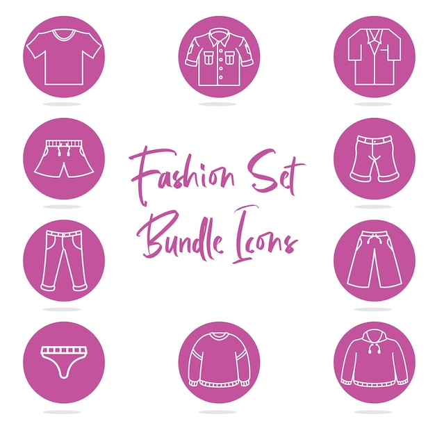 Conjunto de diseño de iconos vectoriales, conjunto de partes inferiores y superiores con un tema de moda simple.