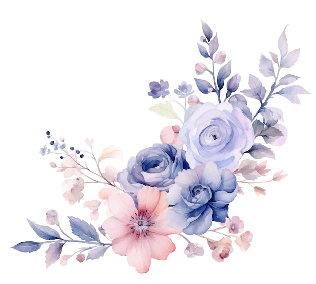 Conjunto de diseño de ilustración de flor de acuarela