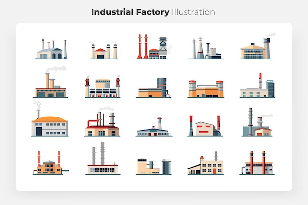 Conjunto de diseño de ilustración vectorial de fábrica