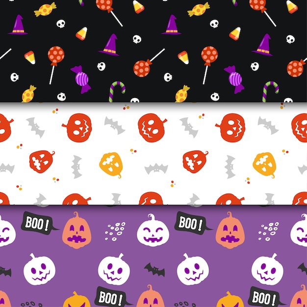 Conjunto de diseño de impresión de patrones sin fisuras de halloween minimalista