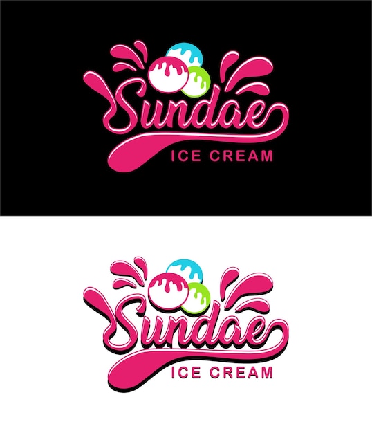 Vector conjunto de diseño de letras del logotipo de sundae de helado