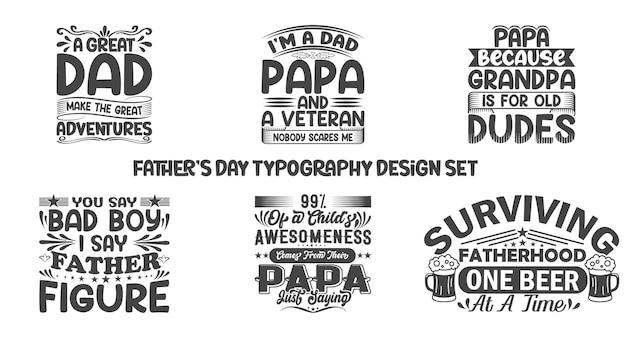 Vector conjunto de diseño de letras de tipografía del día del padre