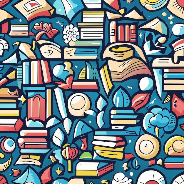 Conjunto de diseño de libros o libro sin patrón diseño doodle ilustración vectorial