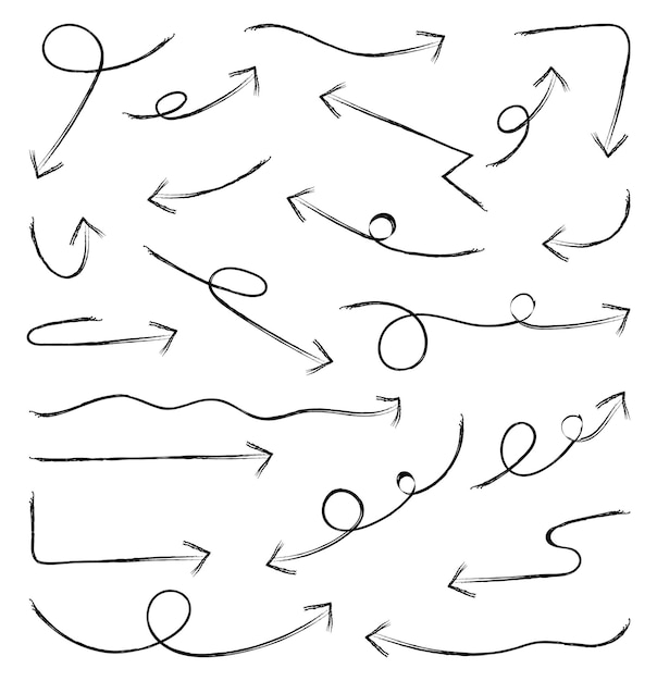 Conjunto de diseño de línea de flecha de Vector Doodle