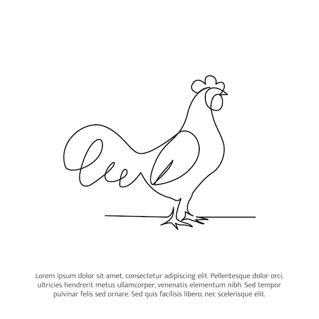 Conjunto de diseño de línea de gallo Elementos decorativos de gallina dibujados en una línea continua Ilustración vectorial o