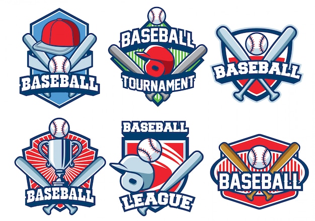 Conjunto de diseño de logo de béisbol