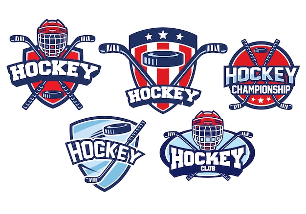 Conjunto de diseño de logo de hockey