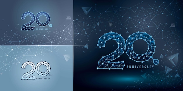 Conjunto de diseño de logotipo de 20 aniversario Veinte años celebrando el logotipo de aniversario para evento de celebración