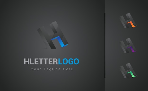Conjunto de diseño de logotipo 3d letra h