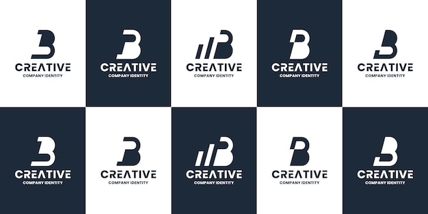 Conjunto de diseño de logotipo abstracto letra b para su negocio