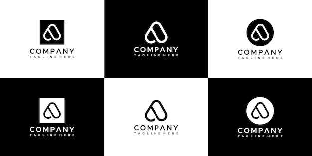 Conjunto de diseño de logotipo abstracto letra a.