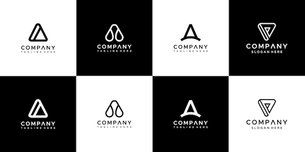 Conjunto de diseño de logotipo abstracto monograma letra a.