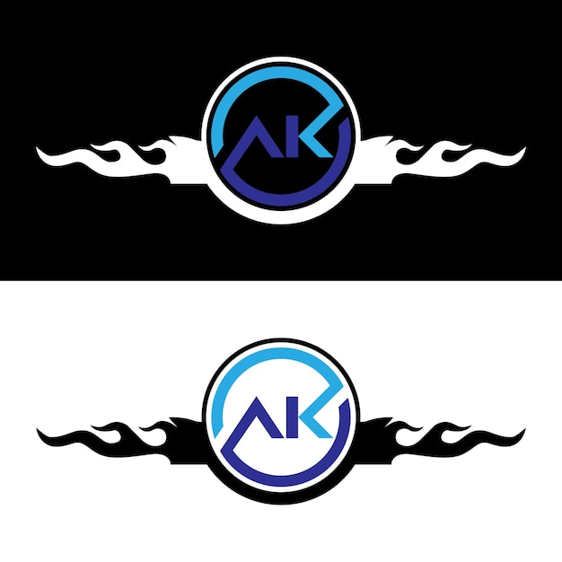 Conjunto de diseño de logotipo ak de letra de monograma creativo Vector Premium